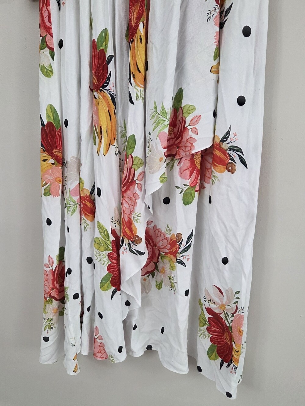 Farm Rio White Floral Polka Dot Maxi Dress Long Sleeve Womens Small Like New - Picture 3 of 15
